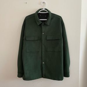 Forever 21 Suede Forest Green Button Up Jacket